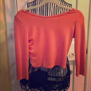 Long sleeve crop top - peach, size medium